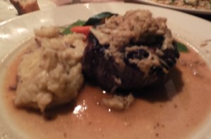 Filet Mignon topped with lump crab meat and herbed butter.