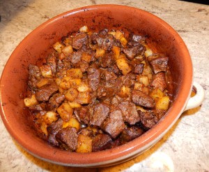 wonderfully aromatic Digna's roasted lamb with potatoes.